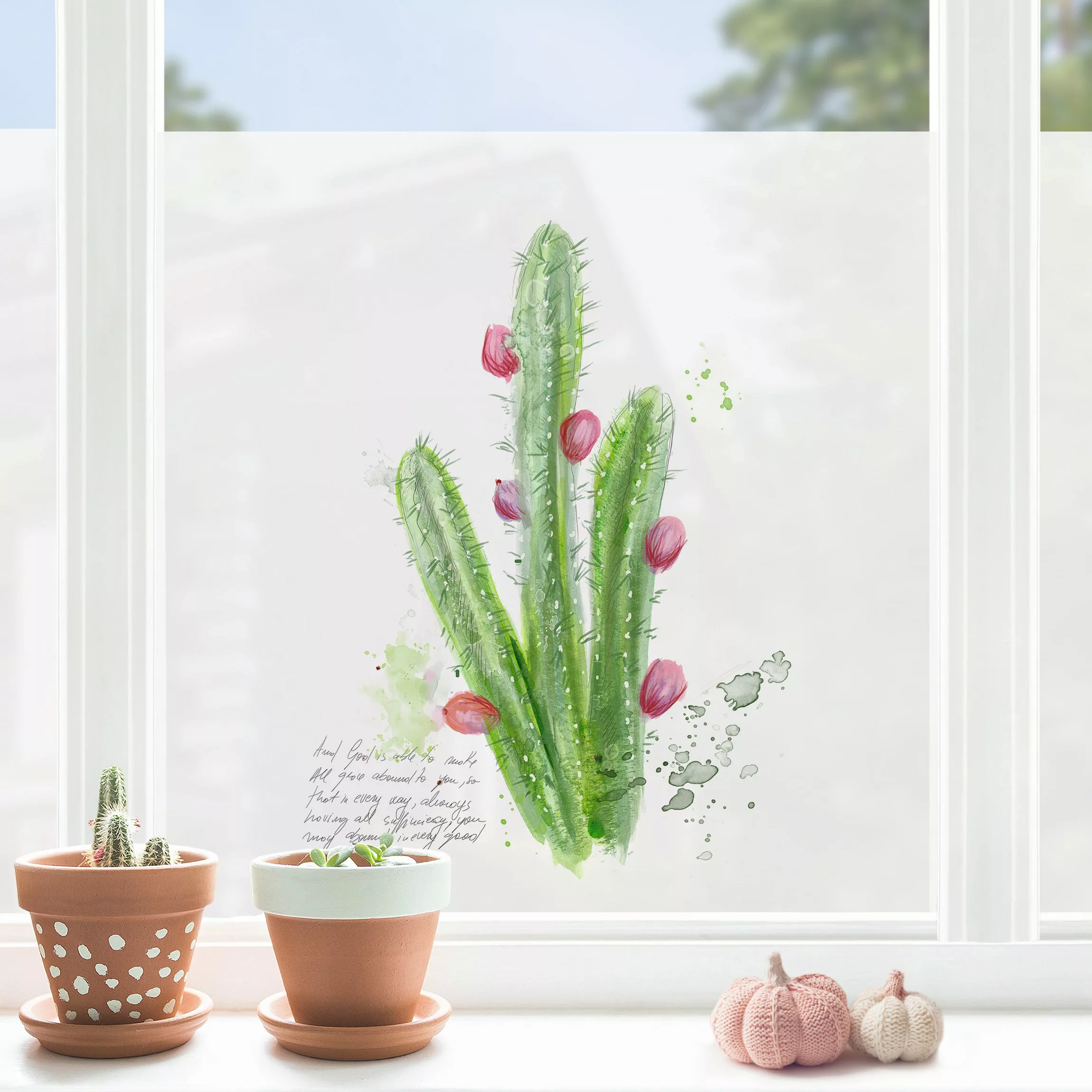 Fensterfolie Kaktus mit Bibelvers II günstig online kaufen