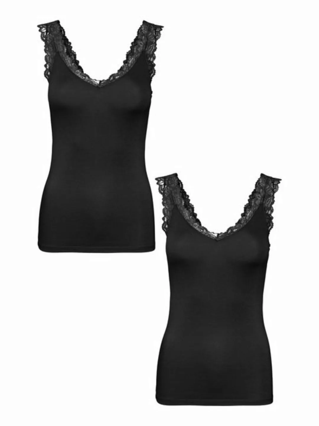 Vero Moda Shirttop Top 2er-Set ärmellos eng geschnitten mit Spitzendetail ( günstig online kaufen