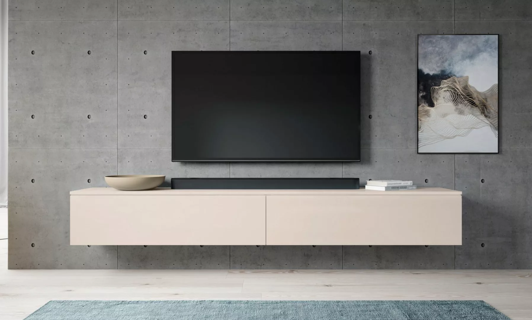 Furnix TV-Schrank BARGO 200 cm (2x100cm) Lowboard TV-Kommode ohne/mit LED B günstig online kaufen