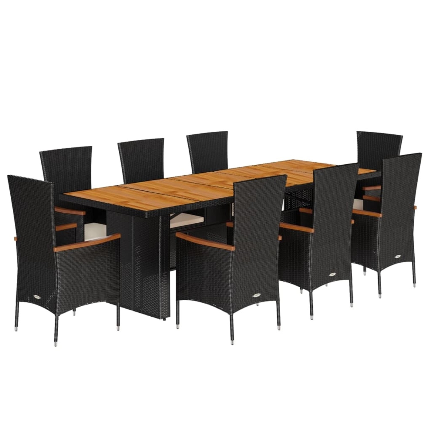 vidaXL 9-Tlg Garten-Essgruppe mit Kissen Schwarz Poly Rattan 3277522 günstig online kaufen
