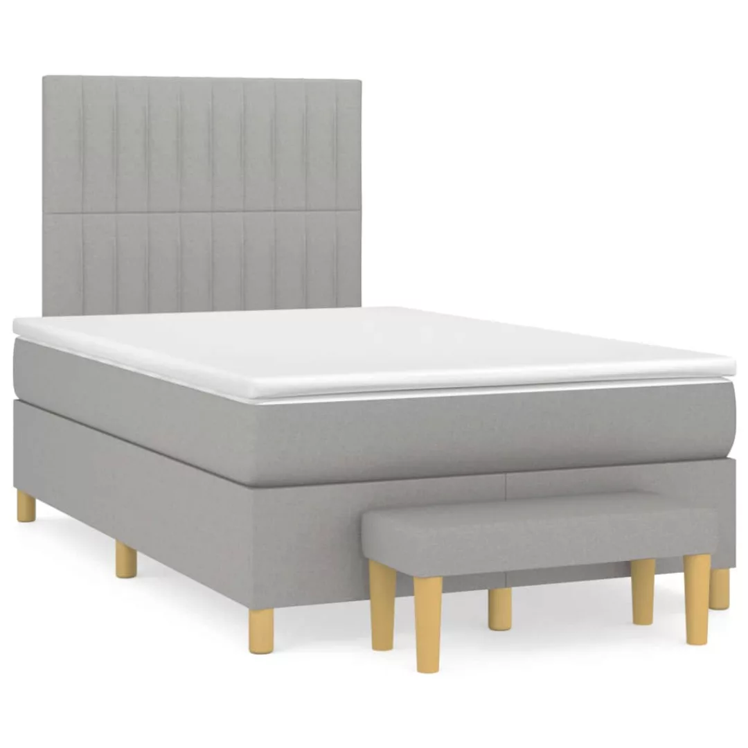 Vidaxl Boxspringbett Mit Matratze Hellgrau 120x200 Cm Stoff günstig online kaufen