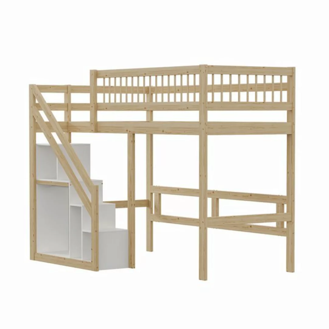 OKWISH Etagenbett Holzbett Kinderbett, Treppe mit Aufbewahrungsschrank (Jug günstig online kaufen