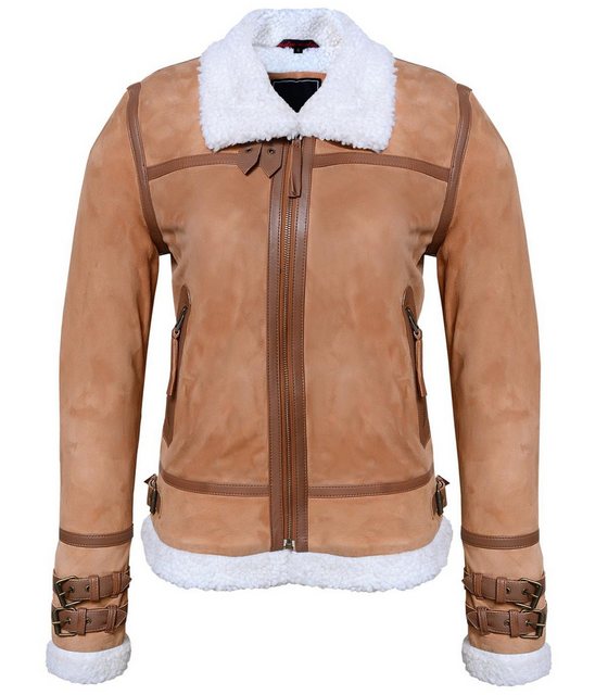 MDM Lederjacke Damen Fell Lederjacke Mit einem Fell Gefüttert günstig online kaufen