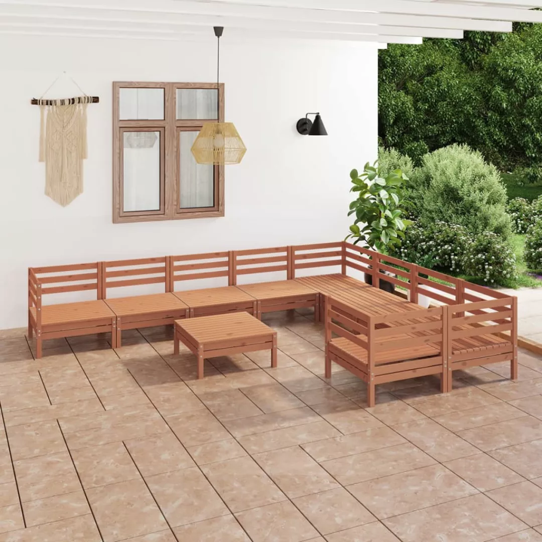 10-tlg. Garten-lounge-set Honigbraun Massivholz Kiefer günstig online kaufen