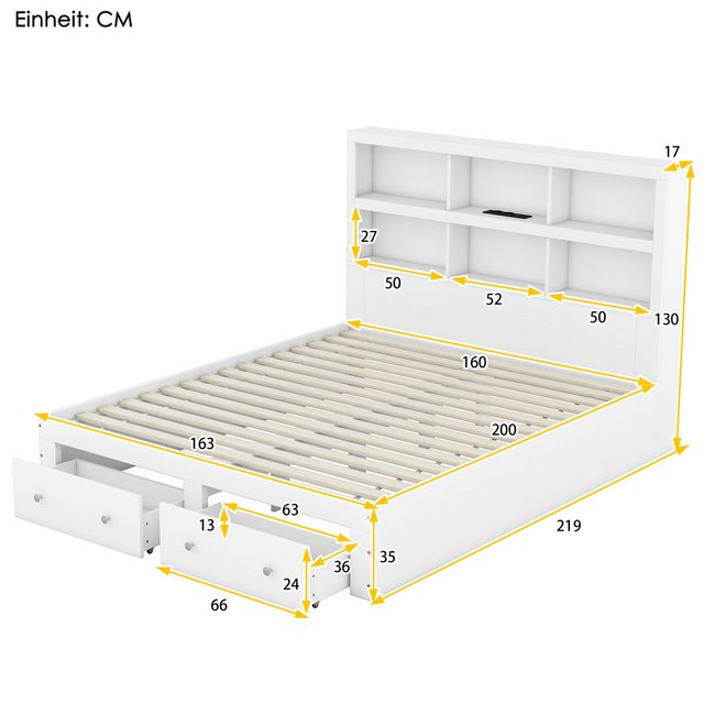 TavilaEcon Holzbett Doppelbett Kingsize-Plattformbett mit zwei Schubladen, günstig online kaufen