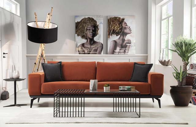 Xlmoebel Sofa Modernes Dreisitzer-Stoffsofa in Orange, Hergestellt in Europ günstig online kaufen