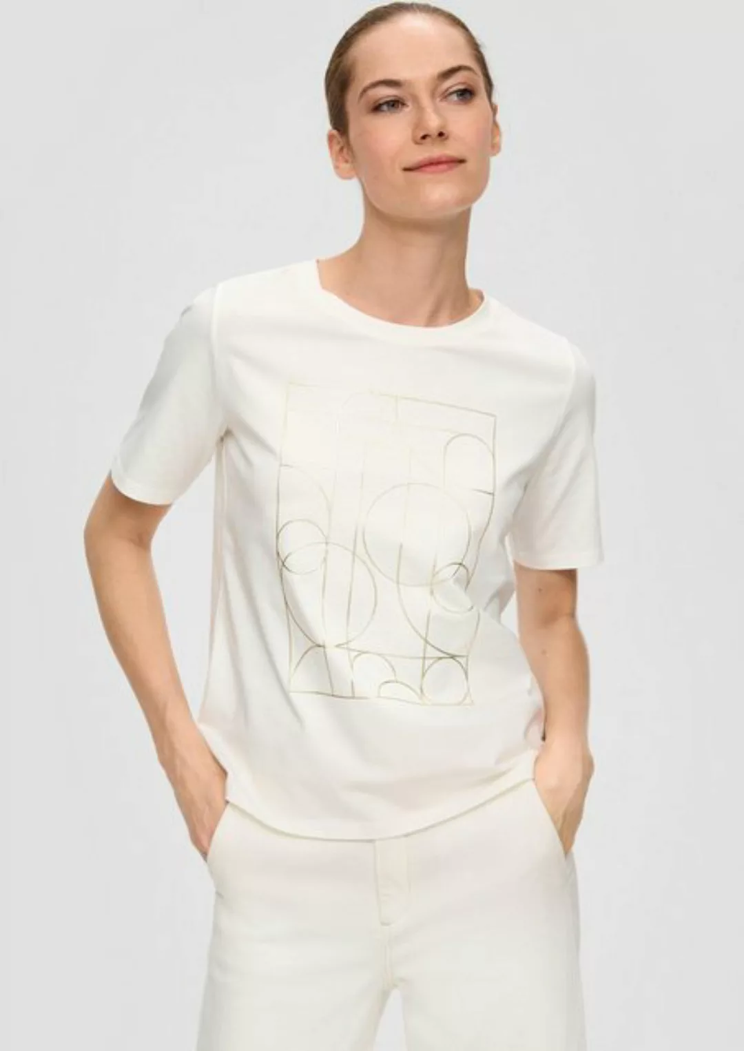 s.Oliver BLACK LABEL Kurzarmshirt T-Shirt mit Metallic-Print günstig online kaufen