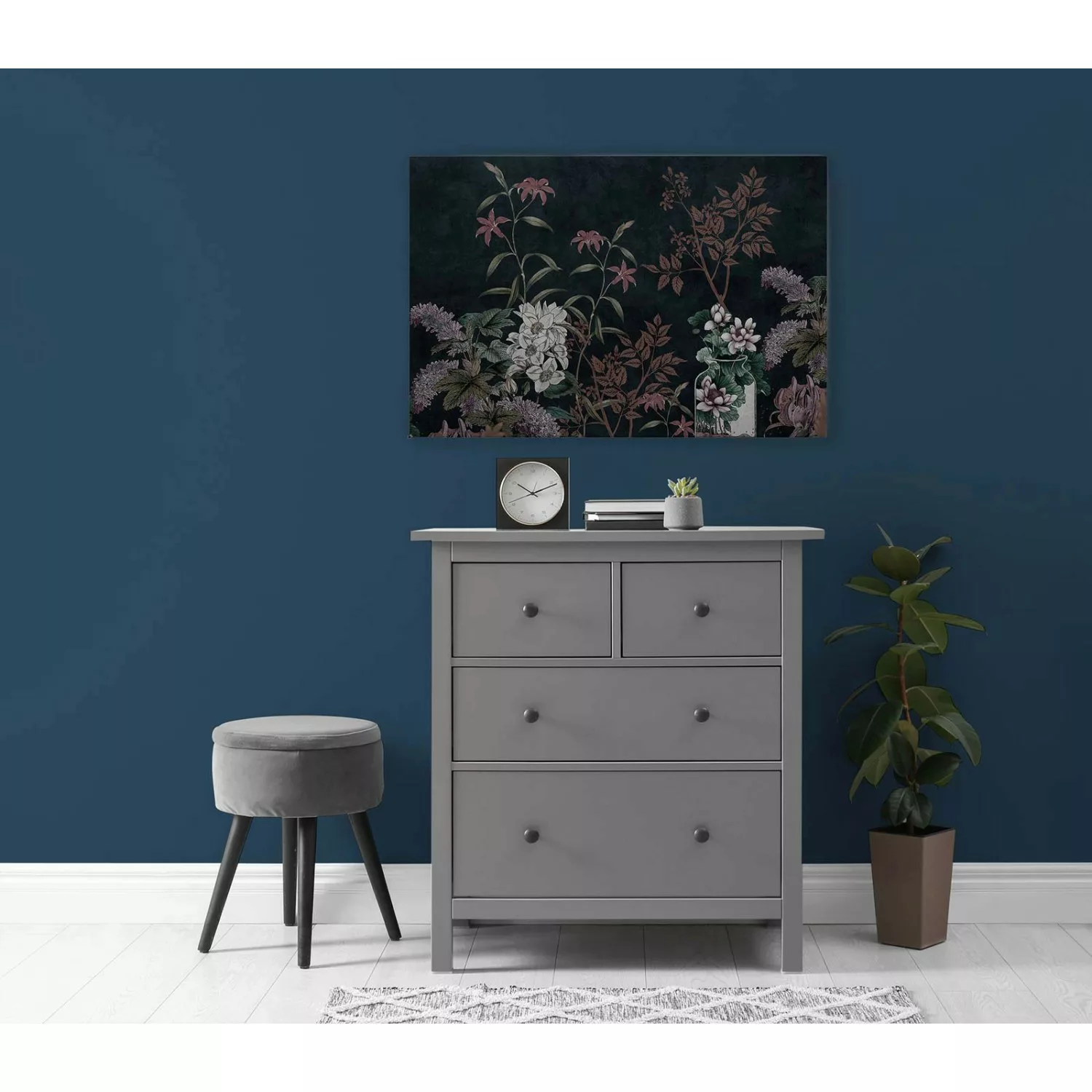 Bricoflor Bild Botanik Im Vintage Stil Schwarzes Wandbild Mit Pflanzen Auf günstig online kaufen