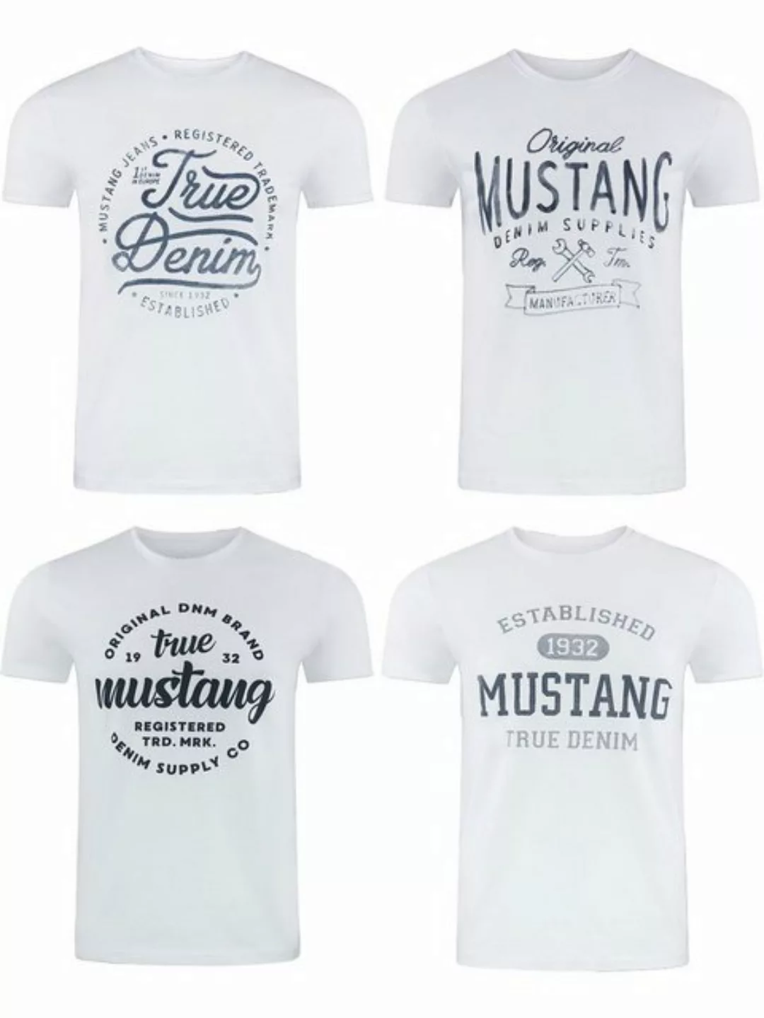 Mustang Herren T-Shirt Mustang Mehrfarbig Rundhals Regular Fit S bis 6XL 4e günstig online kaufen