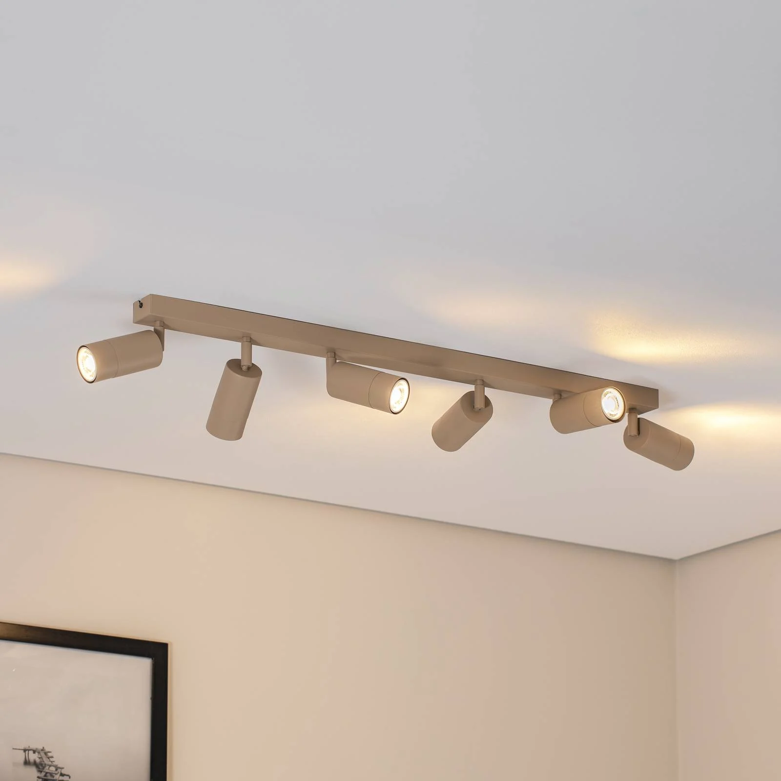 Deckenstrahler Link, beige, Länge 90 cm, 6-flg. günstig online kaufen