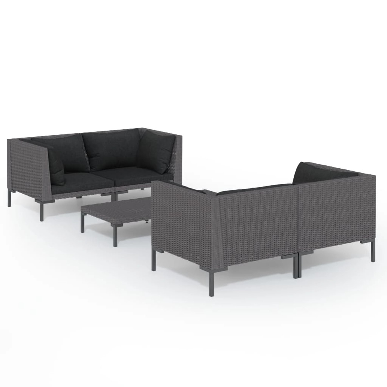 vidaXL 5-tlg Garten-Lounge-Set mit Kissen Poly Rattan Dunkelgrau Modell 2 günstig online kaufen