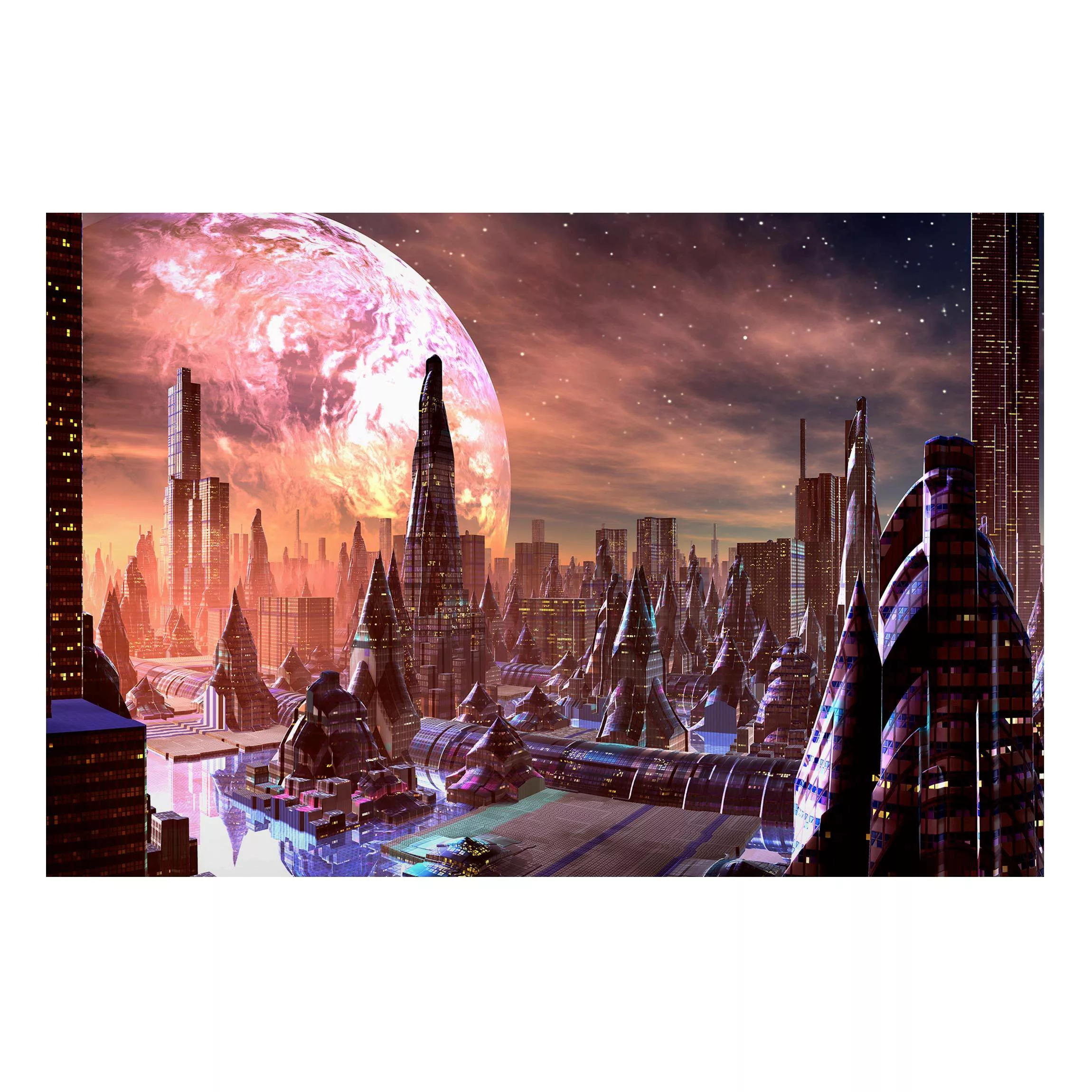 Magnettafel Sci-Fi City With Planets günstig online kaufen