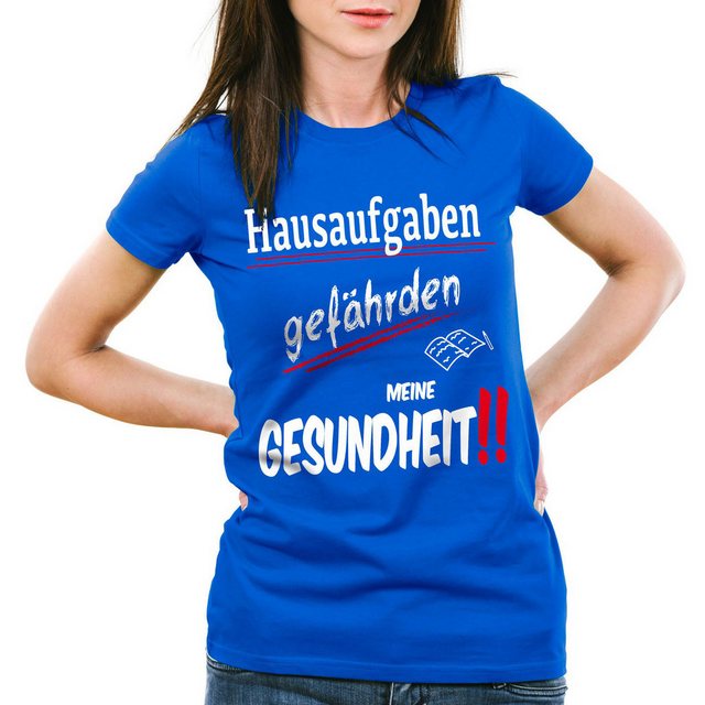 style3 T-Shirt Hausaufgaben gefährden Gesundheit Sprüche Fun schule schüler günstig online kaufen