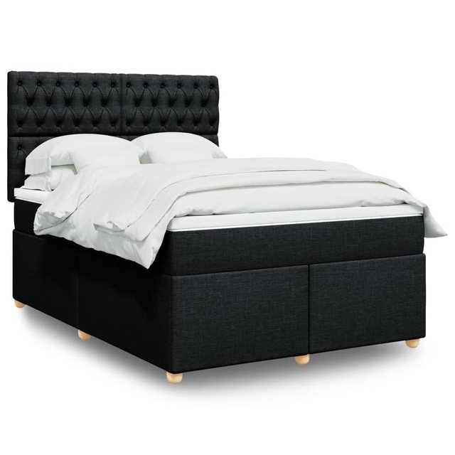 vidaXL Boxspringbett, Boxspringbett mit Matratze Schwarz 140x190 cm Stoff günstig online kaufen