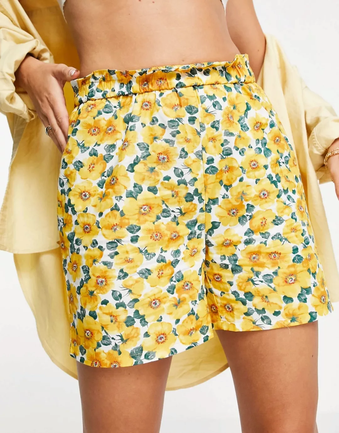 Vila – Shorts mit Blumenmuster, Kombiteil-Mehrfarbig günstig online kaufen
