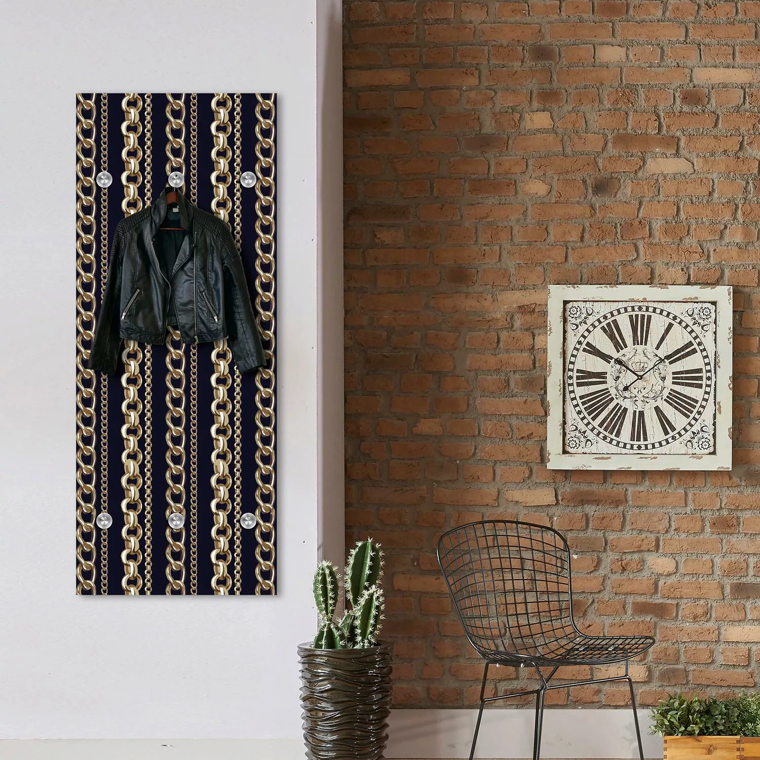 queence Garderobenleiste "Ketten", mit 6 Haken, 50 x 120 cm günstig online kaufen