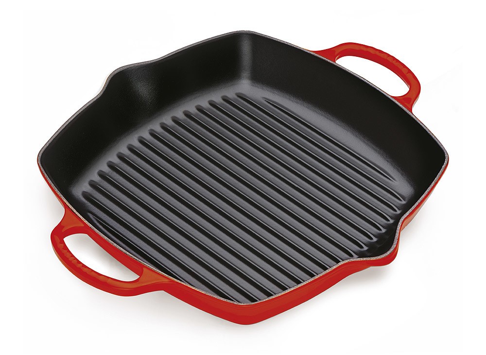 Le Creuset Grillpfanne Signature Quadratisch Gusseisen Kirschrot 30cm günstig online kaufen