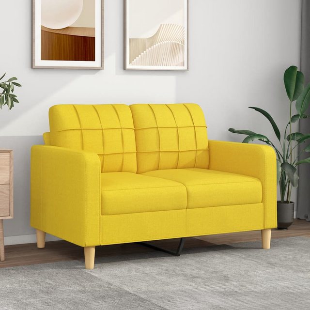 vidaXL Sofa 2-Sitzer Sofa Couch Möbel Hellgelb 120 cm Stoff günstig online kaufen