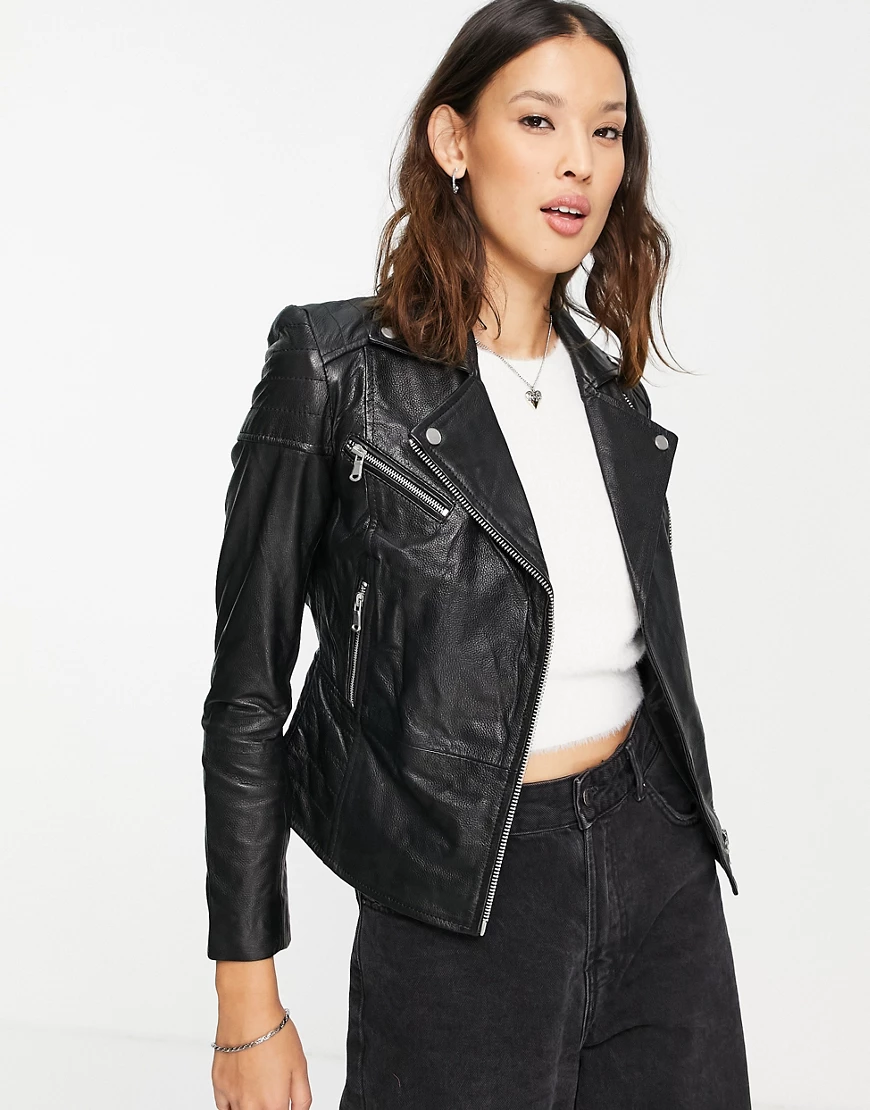 Barney's Originals – Clara – Jacke aus echtem Leder-Schwarz günstig online kaufen