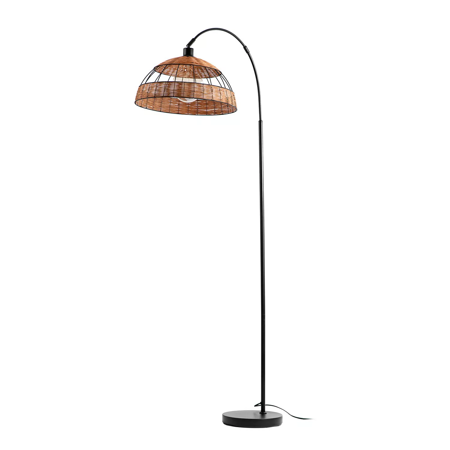 Nino Leuchten Stehlampe »JARO«, Schirm mit Rattan, für E27 Leuchtmittel günstig online kaufen