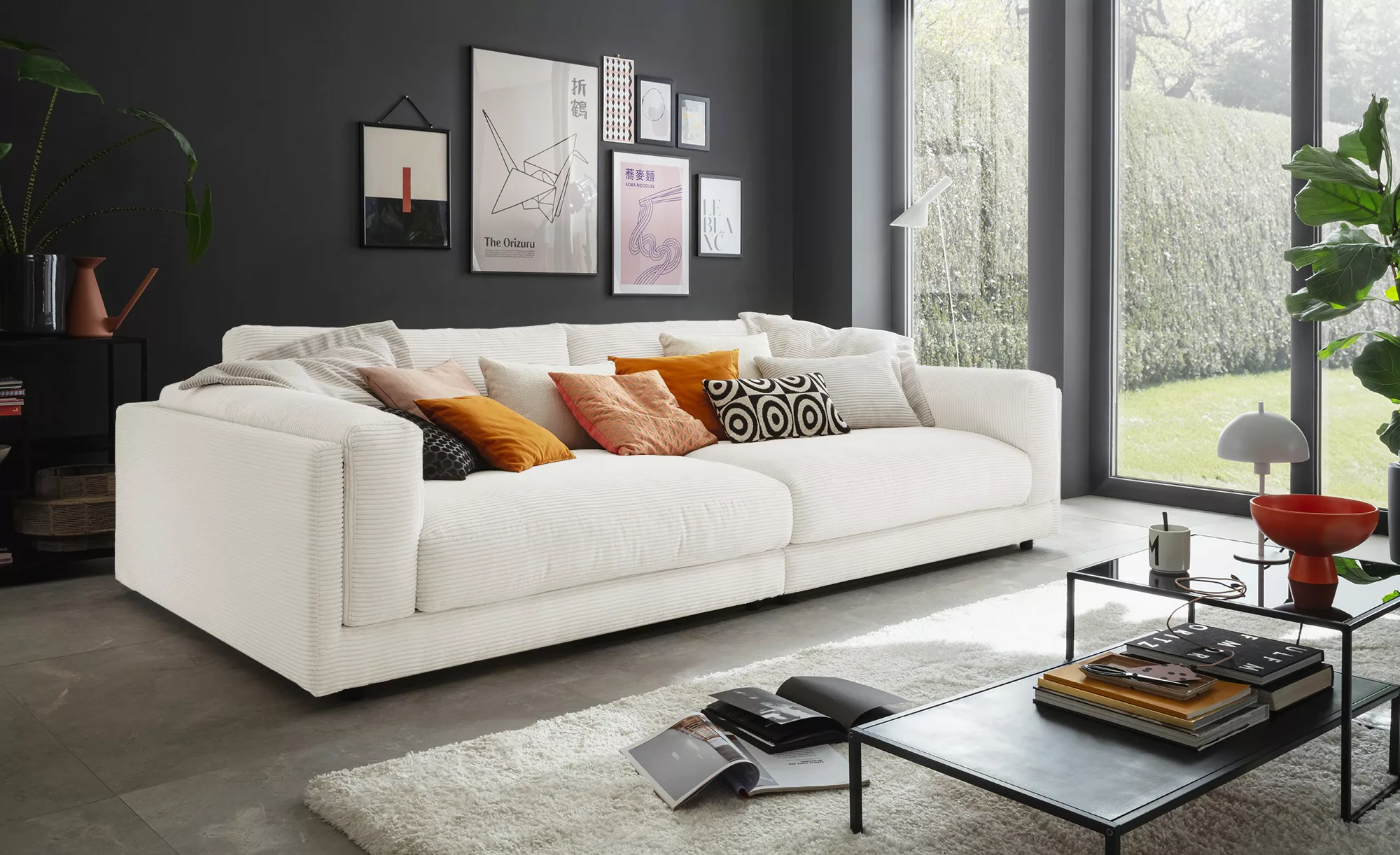 Jette Home Big Sofa aus Cord Roomy ¦ weiß ¦ Maße (cm): B: 294 H: 85 T: 150 günstig online kaufen