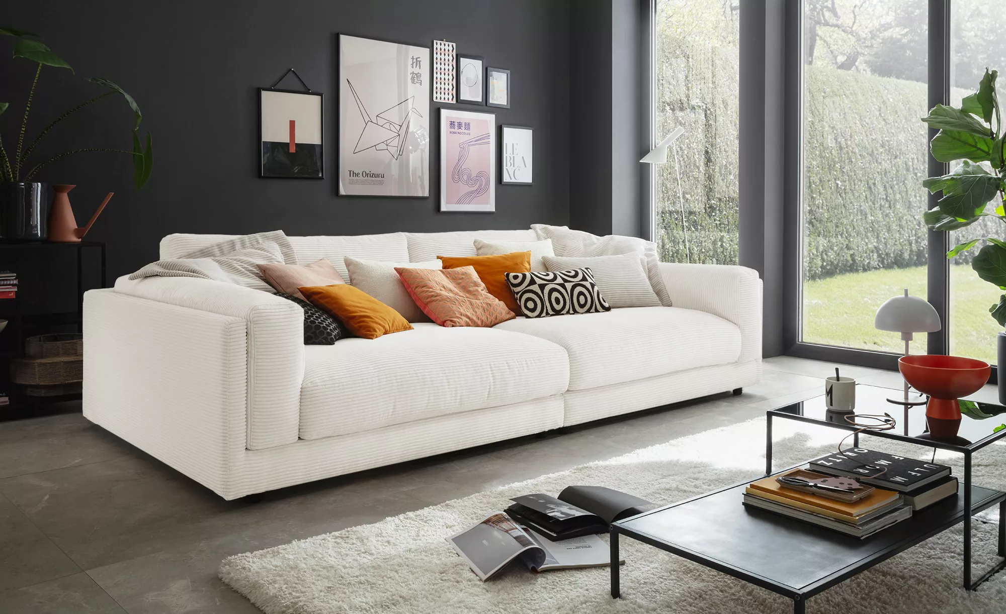 Jette Home Big Sofa aus Cord Roomy ¦ weiß ¦ Maße (cm): B: 294 H: 85 T: 150. günstig online kaufen