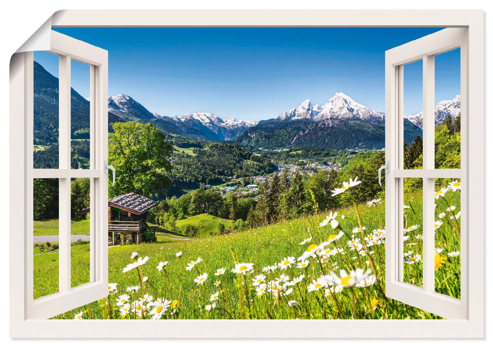 Artland Wandbild "Fensterblick Bayerischen Alpen", Berge, (1 St.), als Alub günstig online kaufen