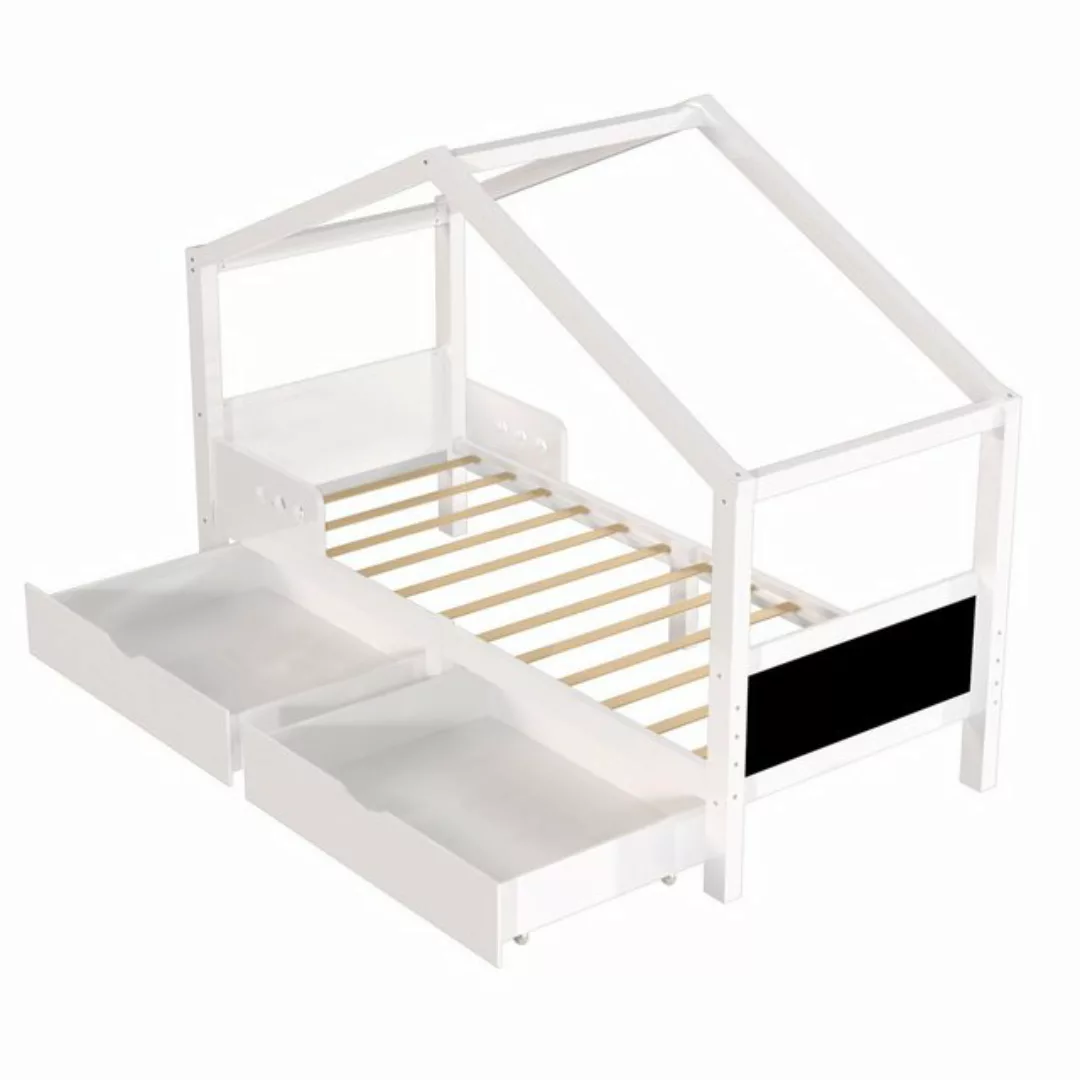 Rutaqian Daybett Doppelbett mit Treppe und Rutschen, Bett mit Zaun, Kinderk günstig online kaufen