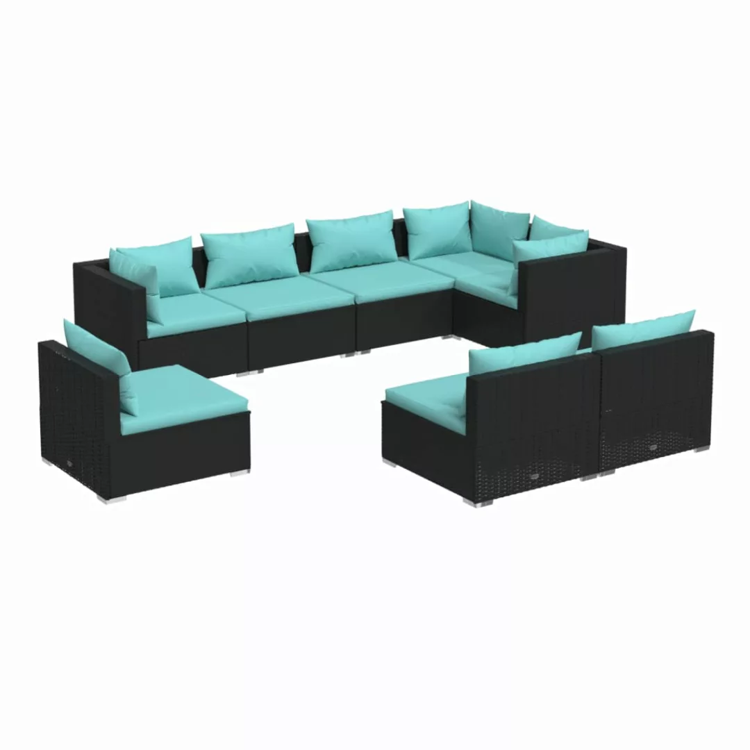 Vidaxl 8-tlg. Garten-lounge-set Mit Kissen Poly Rattan Schwarz günstig online kaufen