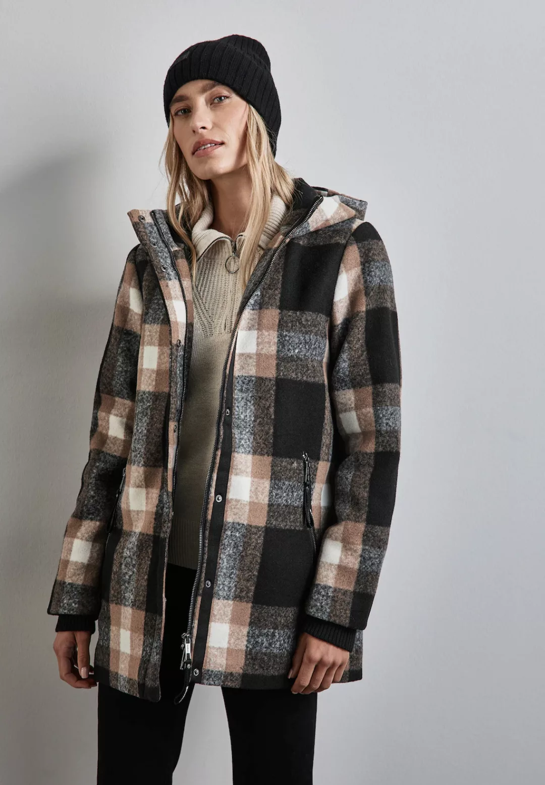 STREET ONE Wolljacke - Karierte Jacke - Wolljacke - Overshirt - Stilvoll un günstig online kaufen