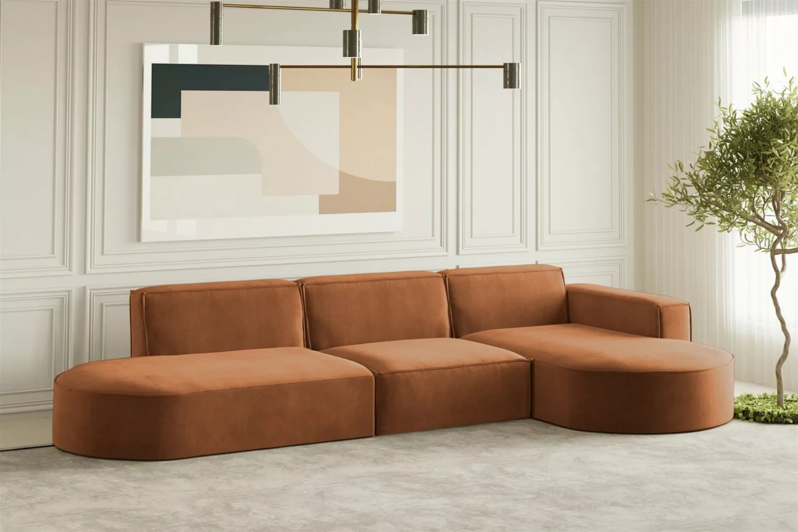 Fun Möbel Ecksofa Designersofa PALMA mit Ottomane in Stoff Noel oder Scala, günstig online kaufen