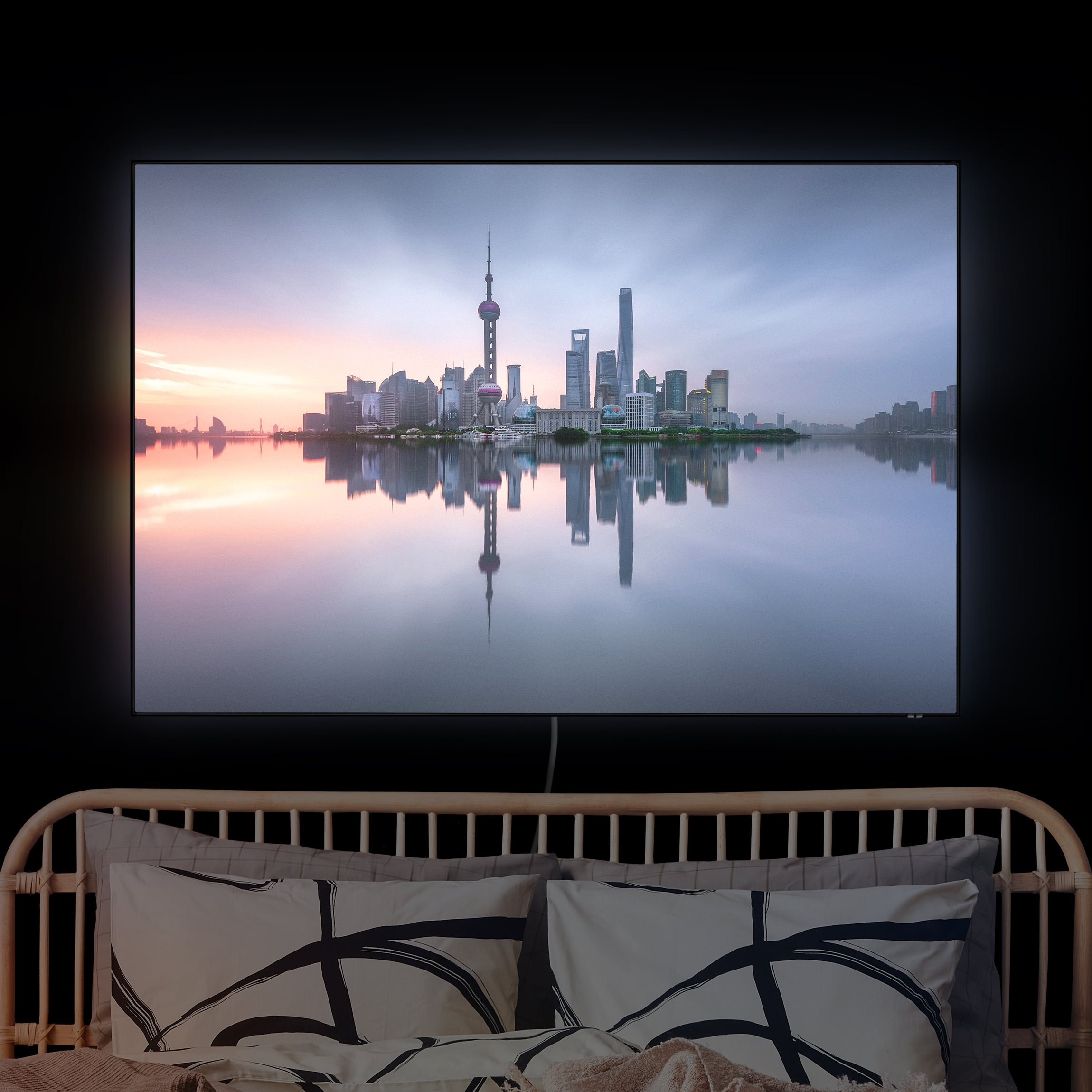 LED-Wechselbild Shanghai Skyline Morgenstimmung günstig online kaufen