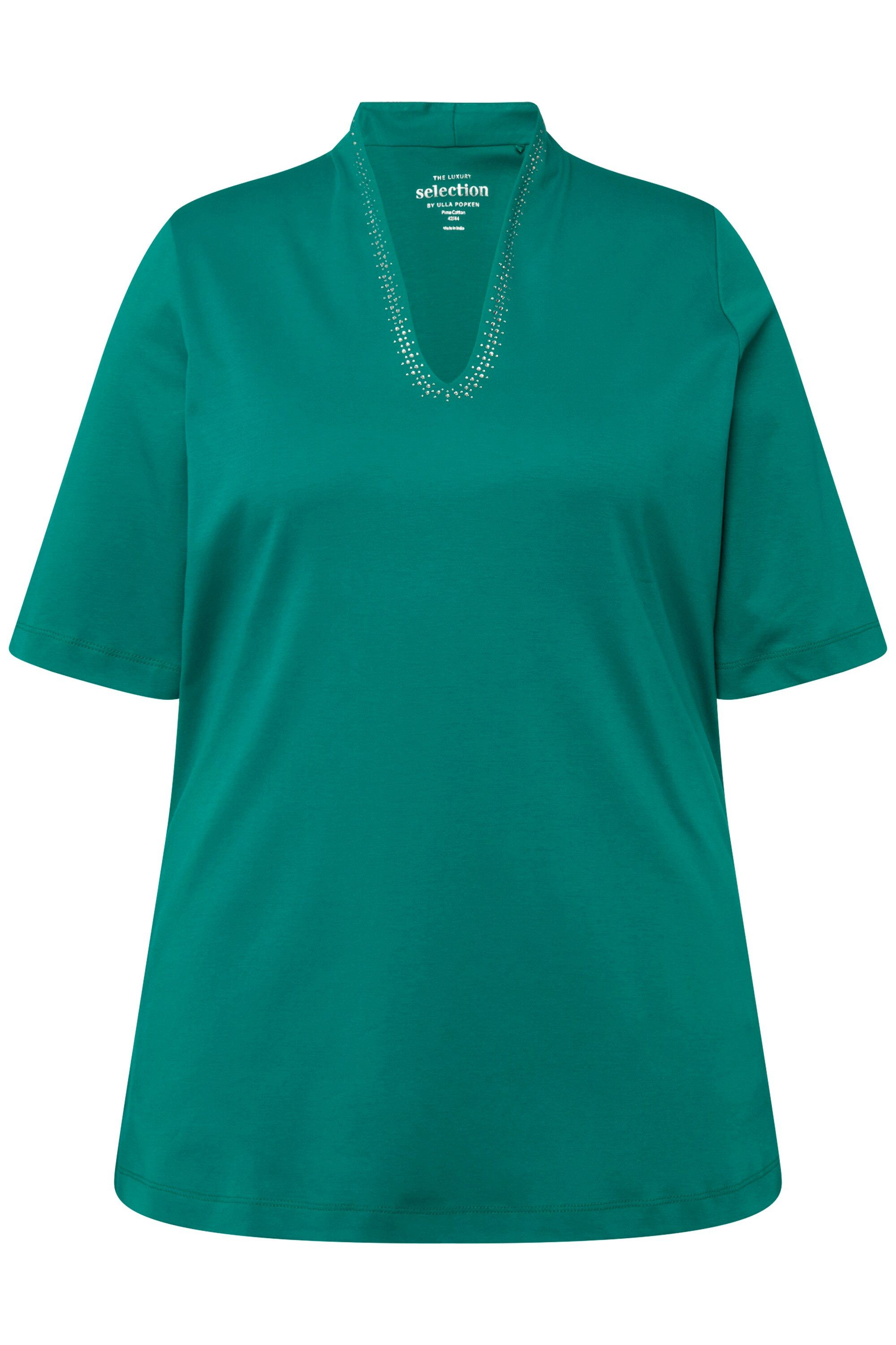 Ulla Popken T-Shirt T-Shirt A-Linie Kelchkragen günstig online kaufen