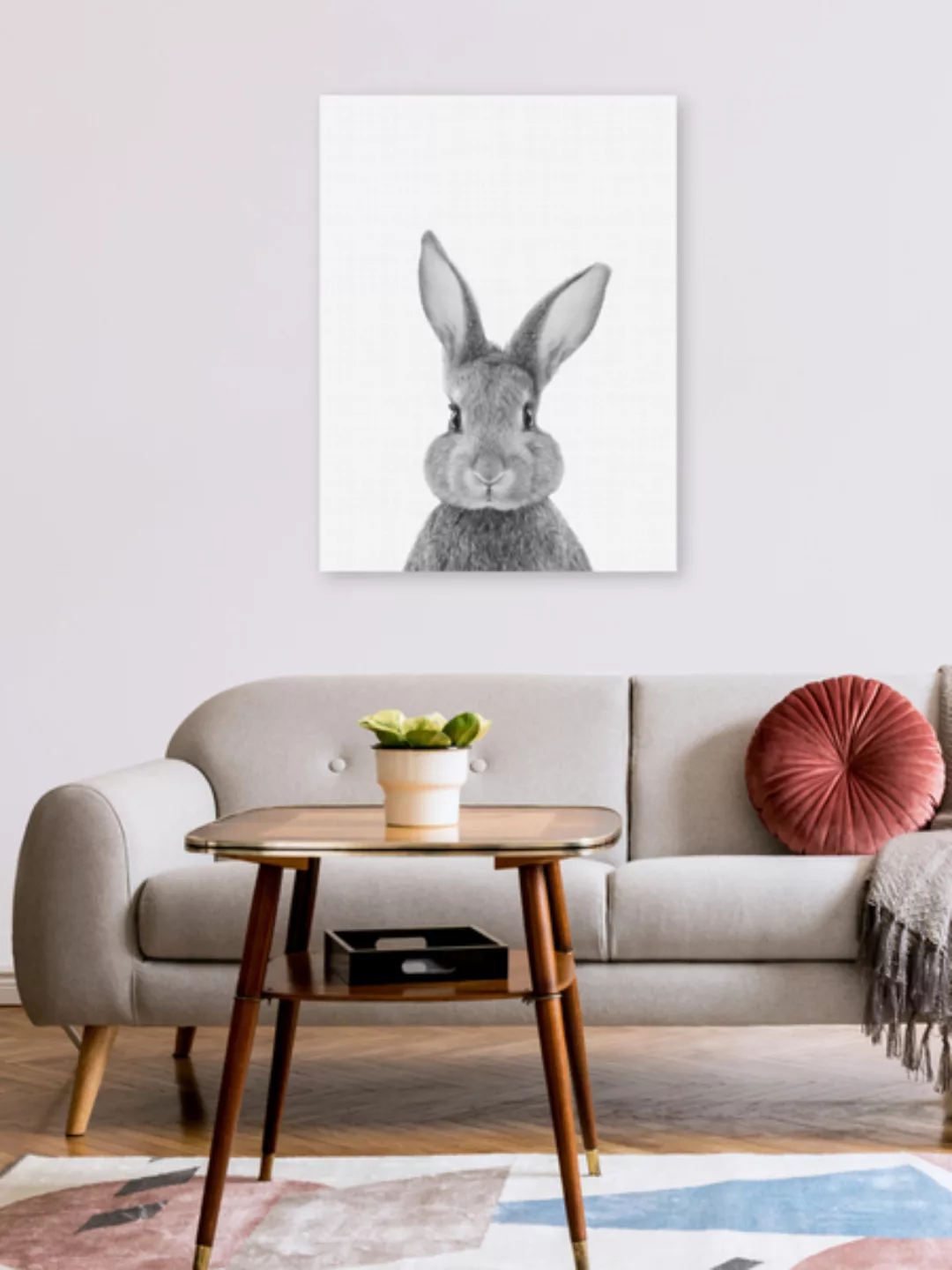 Poster / Leinwandbild - Rabbit (Black And White) günstig online kaufen