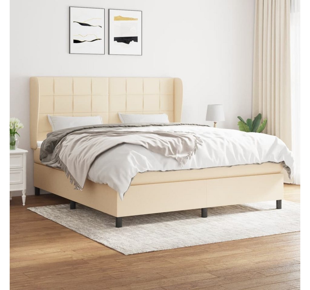 vidaXL Boxspringbett Boxspringbett mit Matratze Creme 160x200 cm Stoff Bett günstig online kaufen