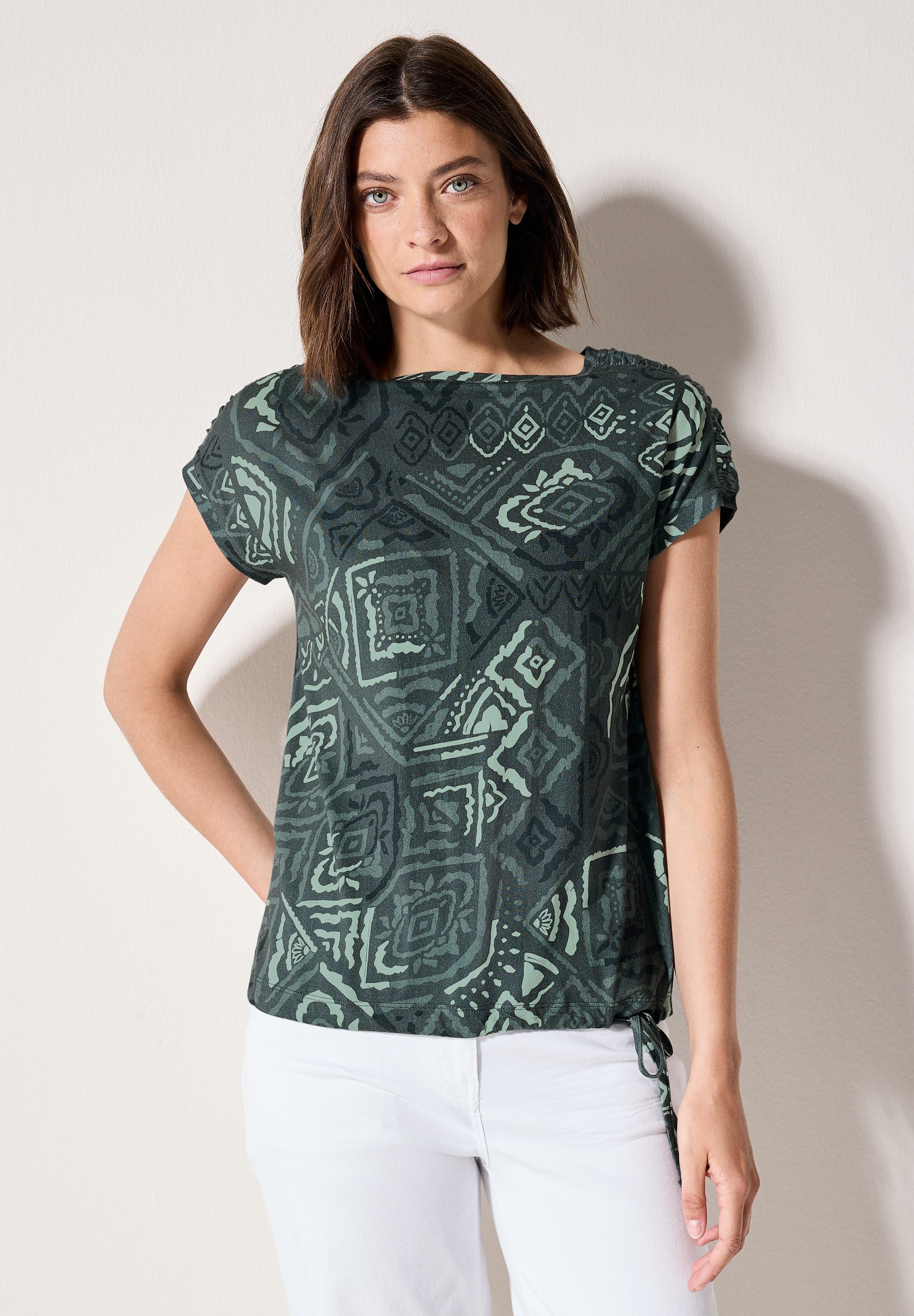 Cecil Print-Shirt, mit Tunnelzug am Saum günstig online kaufen