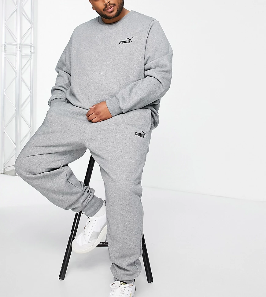 PUMA Plus – Essentials – Jogginghose in Grau mit kleinem Logo günstig online kaufen