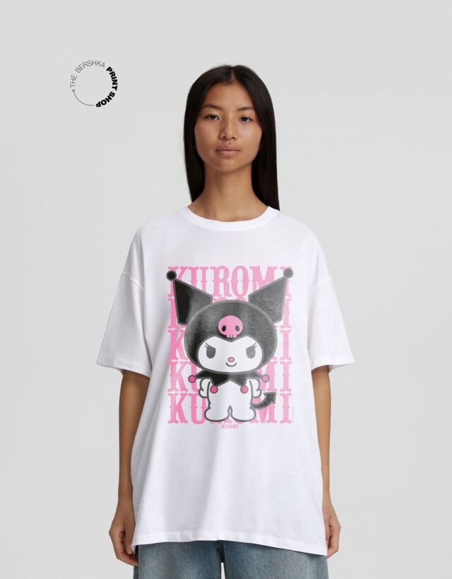 Bershka Oversize-T-Shirt Kuromi Mit Print Damen Xs Grbrochenes Weiss günstig online kaufen