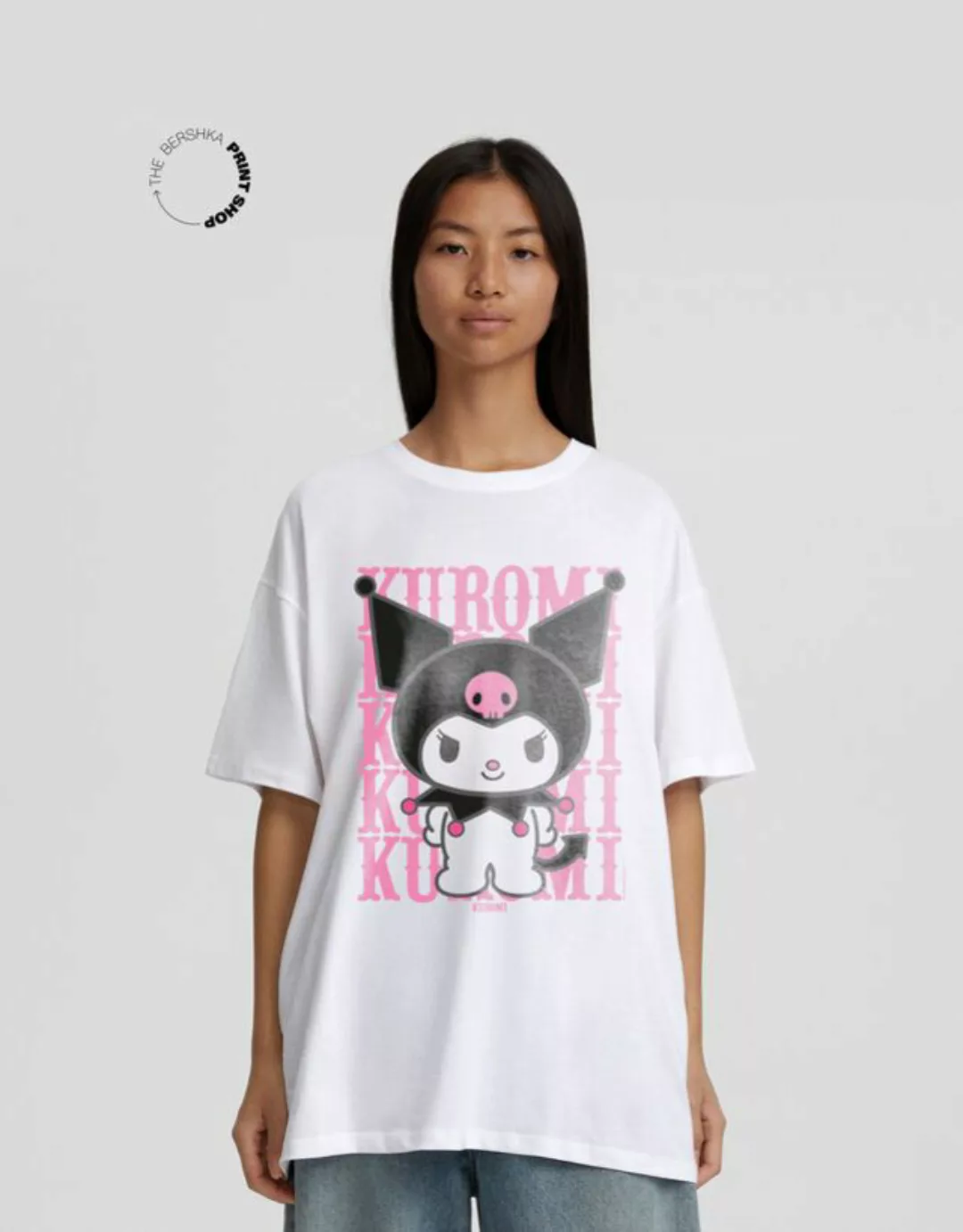 Bershka Oversize-T-Shirt Kuromi Mit Print Damen M Grbrochenes Weiss günstig online kaufen