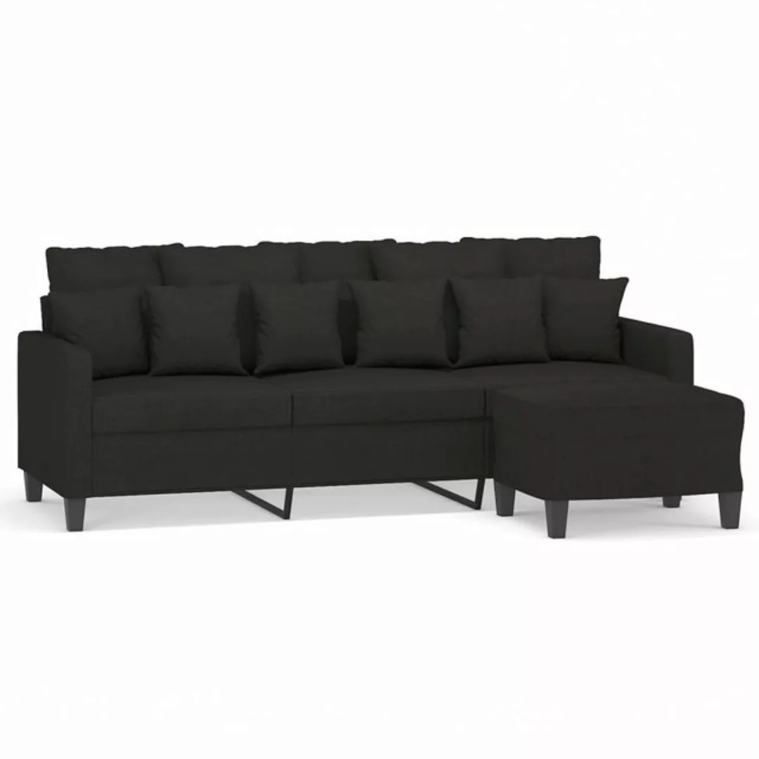 vidaXL Sofa 3-Sitzer-Sofa mit Hocker Schwarz 180 cm Stoff günstig online kaufen