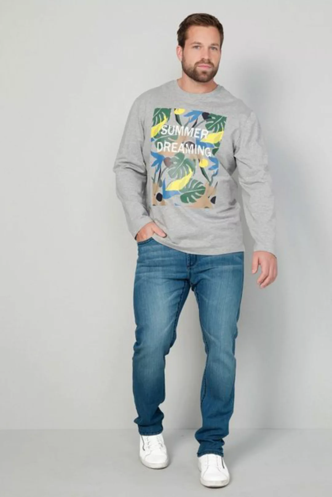 John F. Gee Sweatshirt John F. Gee Sweatshirt Palmenblätterdruck Rundhals günstig online kaufen