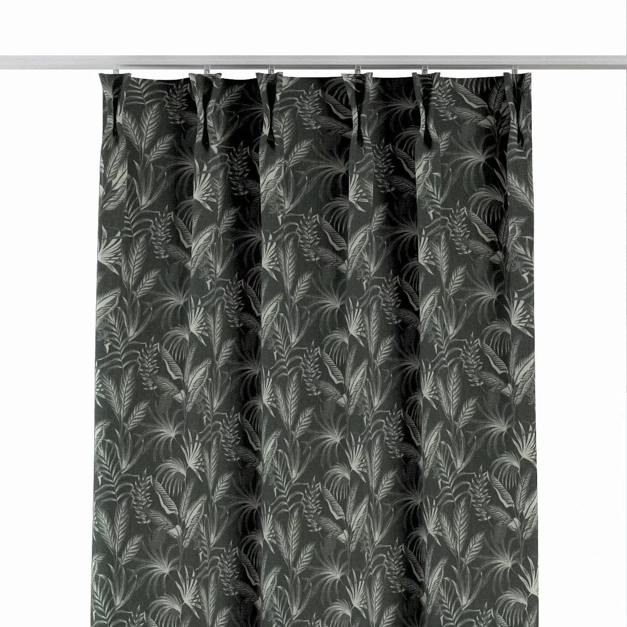 Vorhang mit flämischen 2-er Falten, schwarz, Flowers (143-73) günstig online kaufen