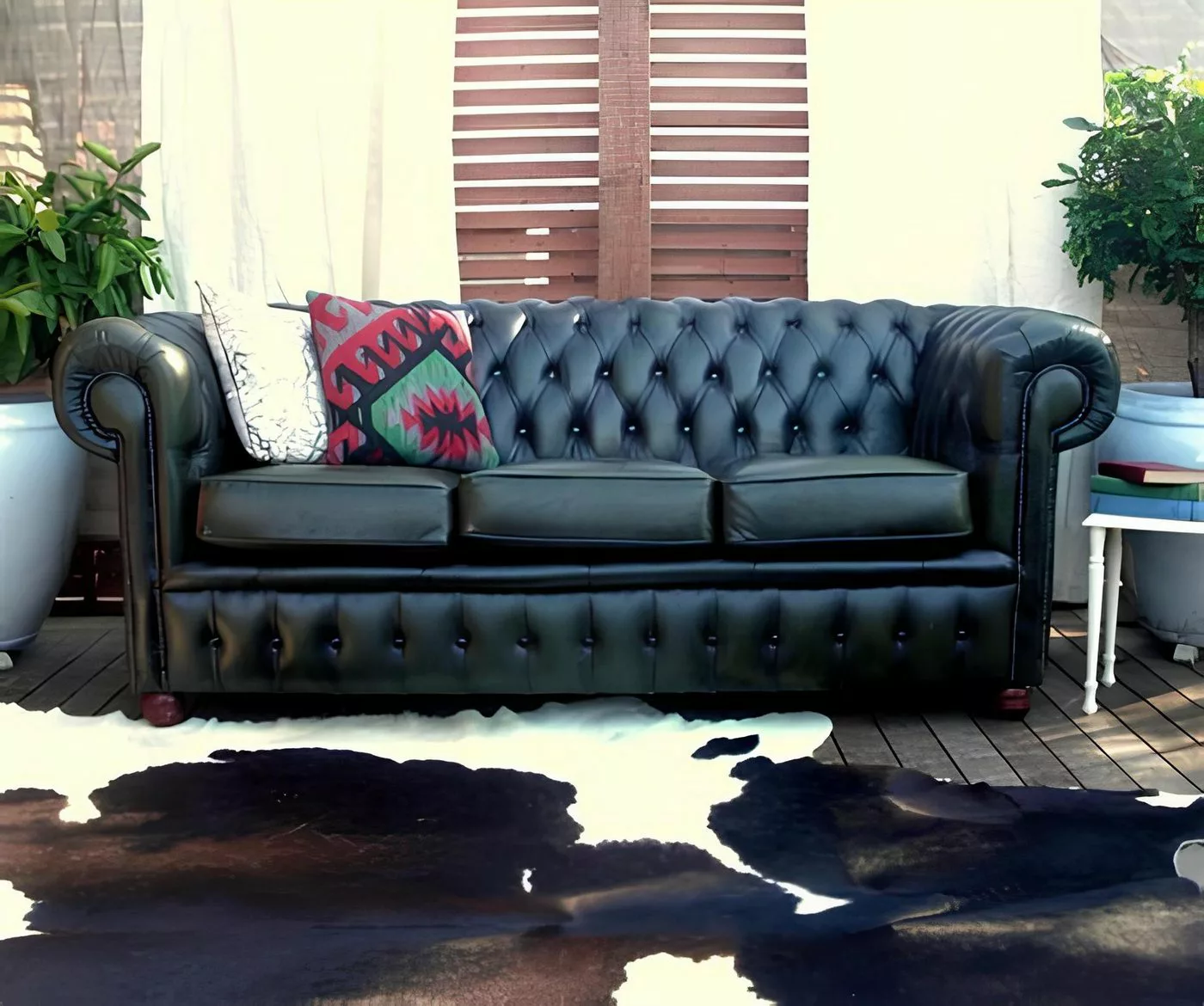 Xlmoebel Sofa 3-Sitzer Chesterfield Polstercouch im Stil antiker Ledersofas günstig online kaufen