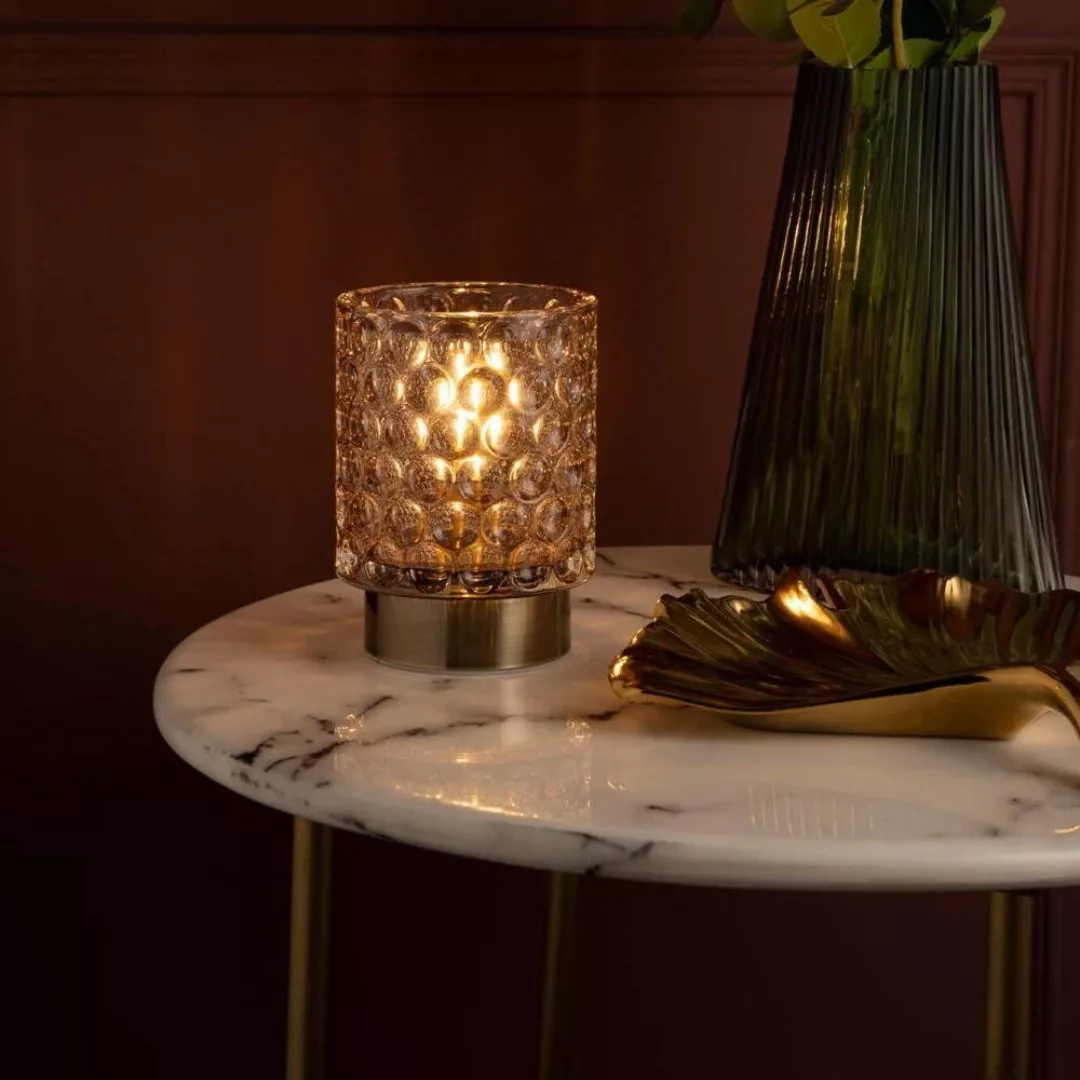 LED Tischleuchte Bright Glamour in Taupe und Messing-gebürstet 0,4W 15lm günstig online kaufen