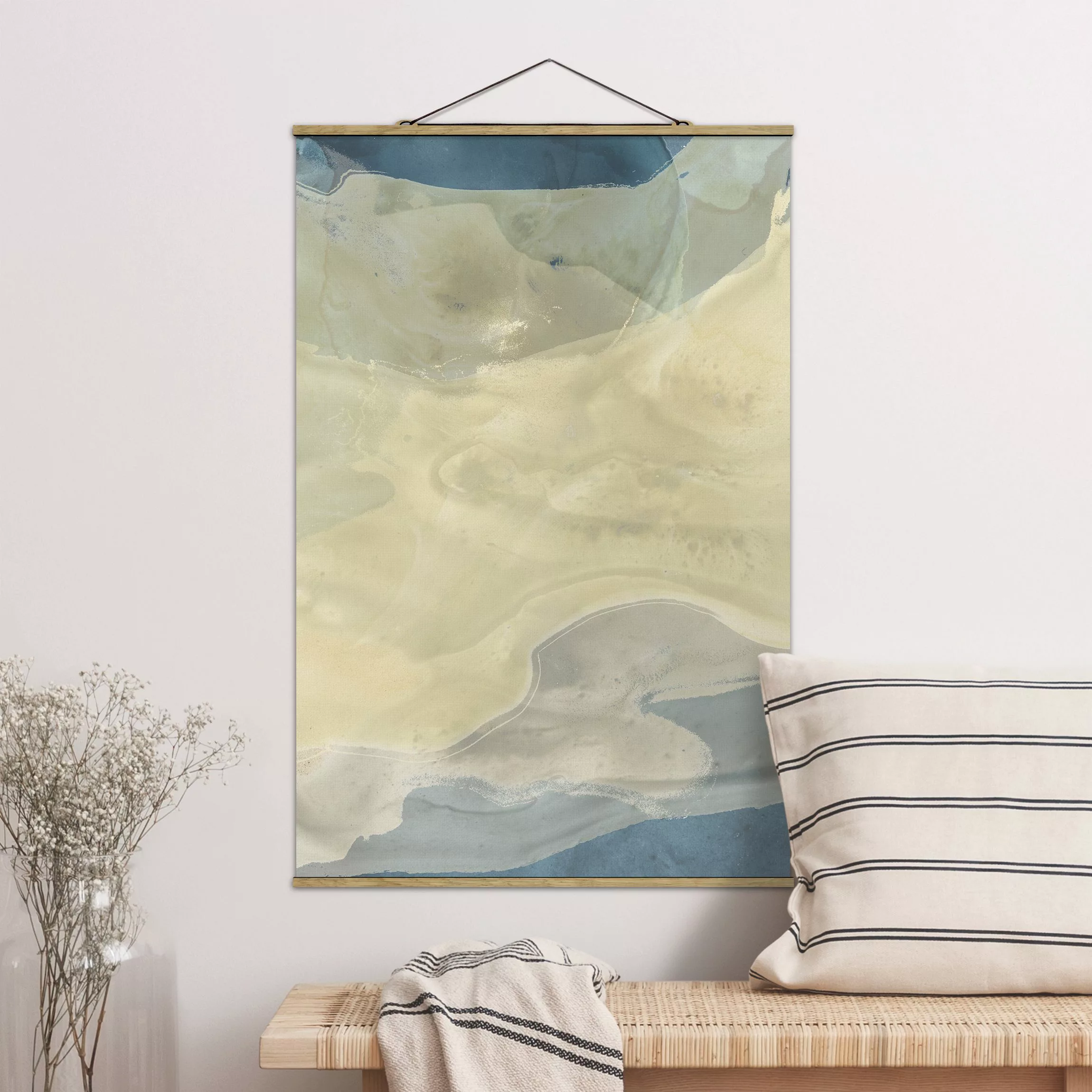 Stoffbild Abstrakt mit Posterleisten - Hochformat Ozean und Wüste I günstig online kaufen