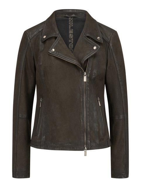 Milestone Lederjacke MSStellar aus Nubuk Leder im Biker-Look günstig online kaufen