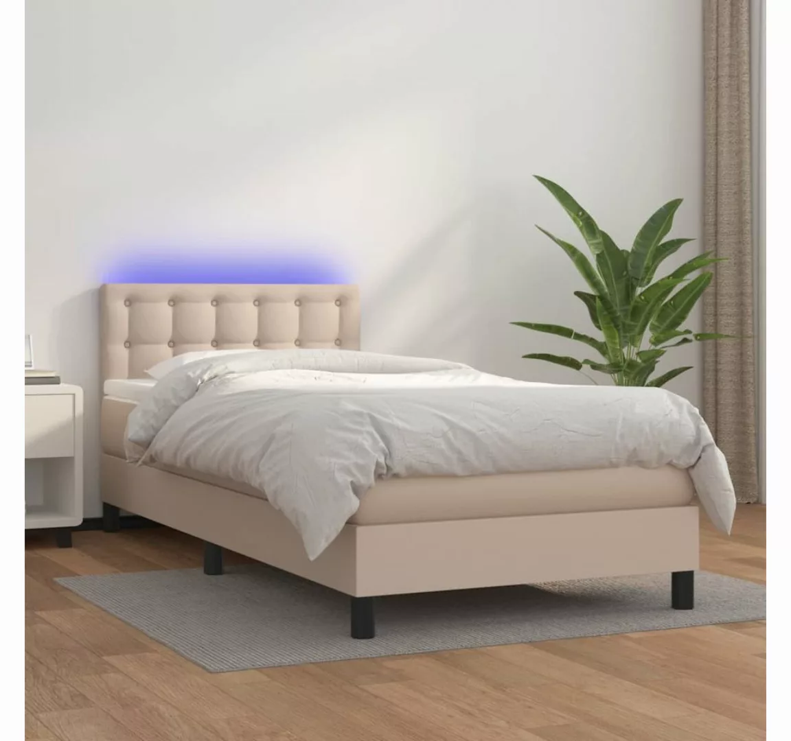 vidaXL Boxspringbett Bett Boxspringbett mit Matratze & LED Kunstleder (90 x günstig online kaufen