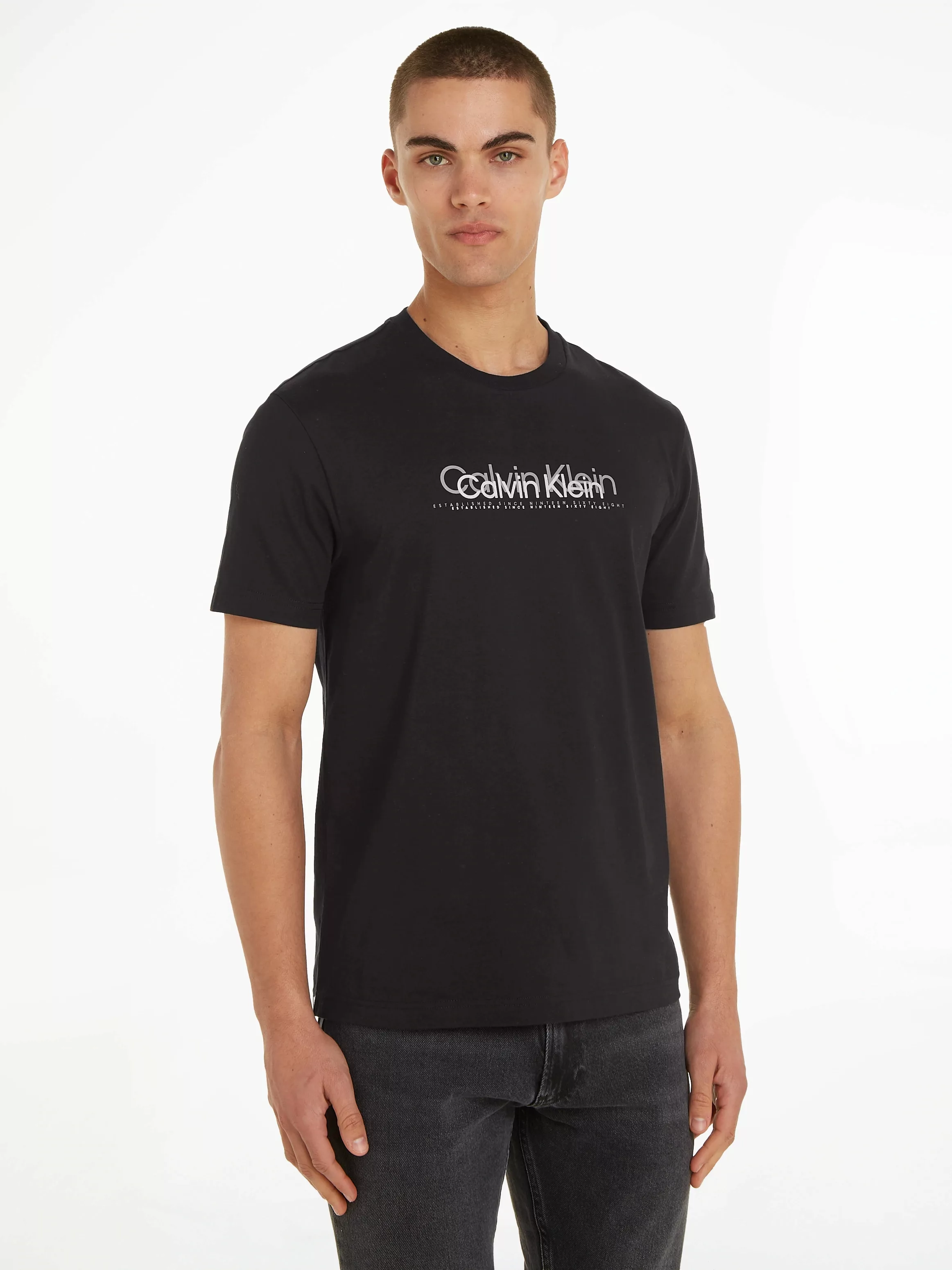 Calvin Klein T-Shirt DOUBLE FLOCK LOGO T-SHIRT mit Markenlabel günstig online kaufen