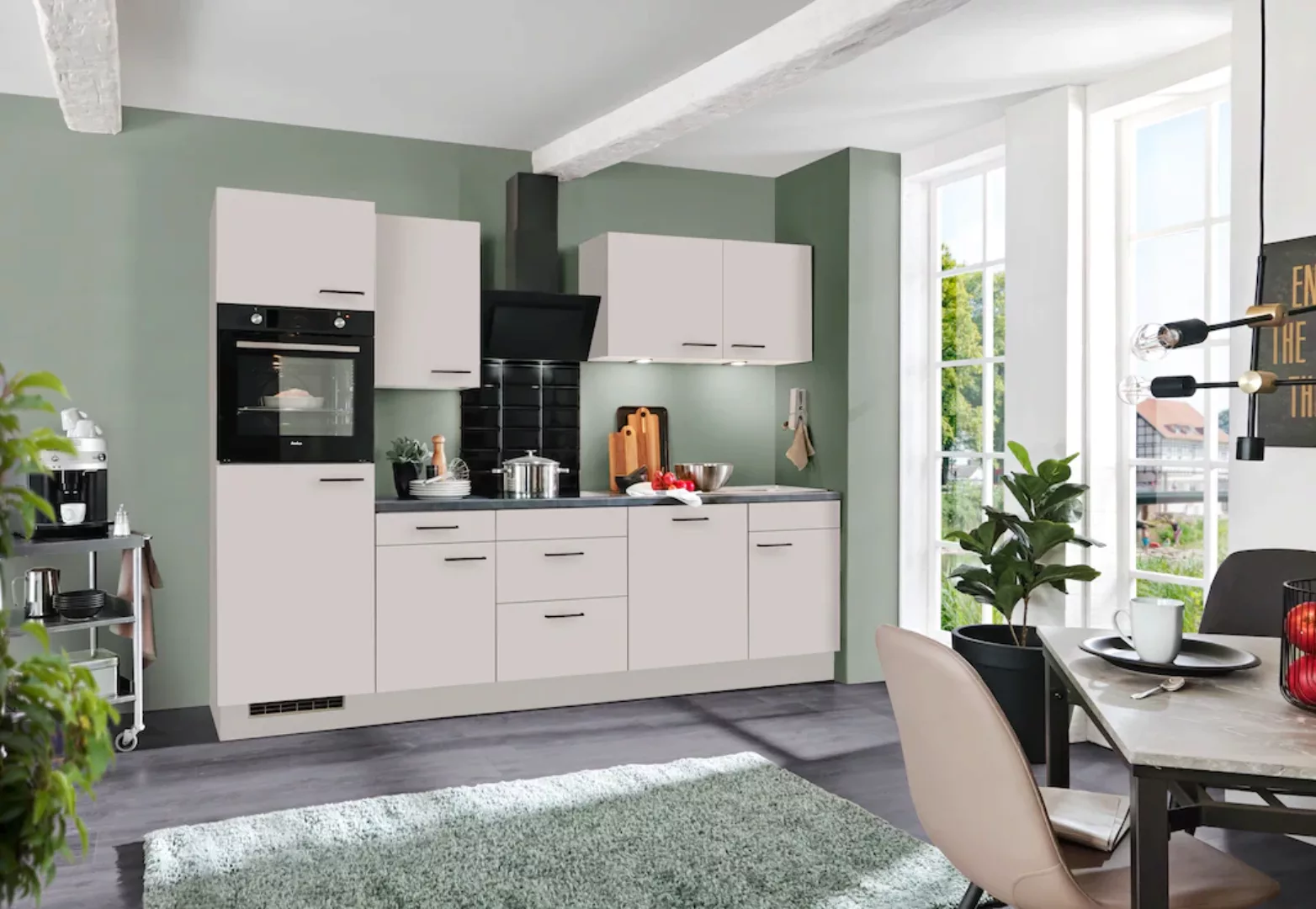 wiho Küchen Küche »Nisos«, Soft-Close, 280 cm, Backofen matt schwarz, Teles günstig online kaufen