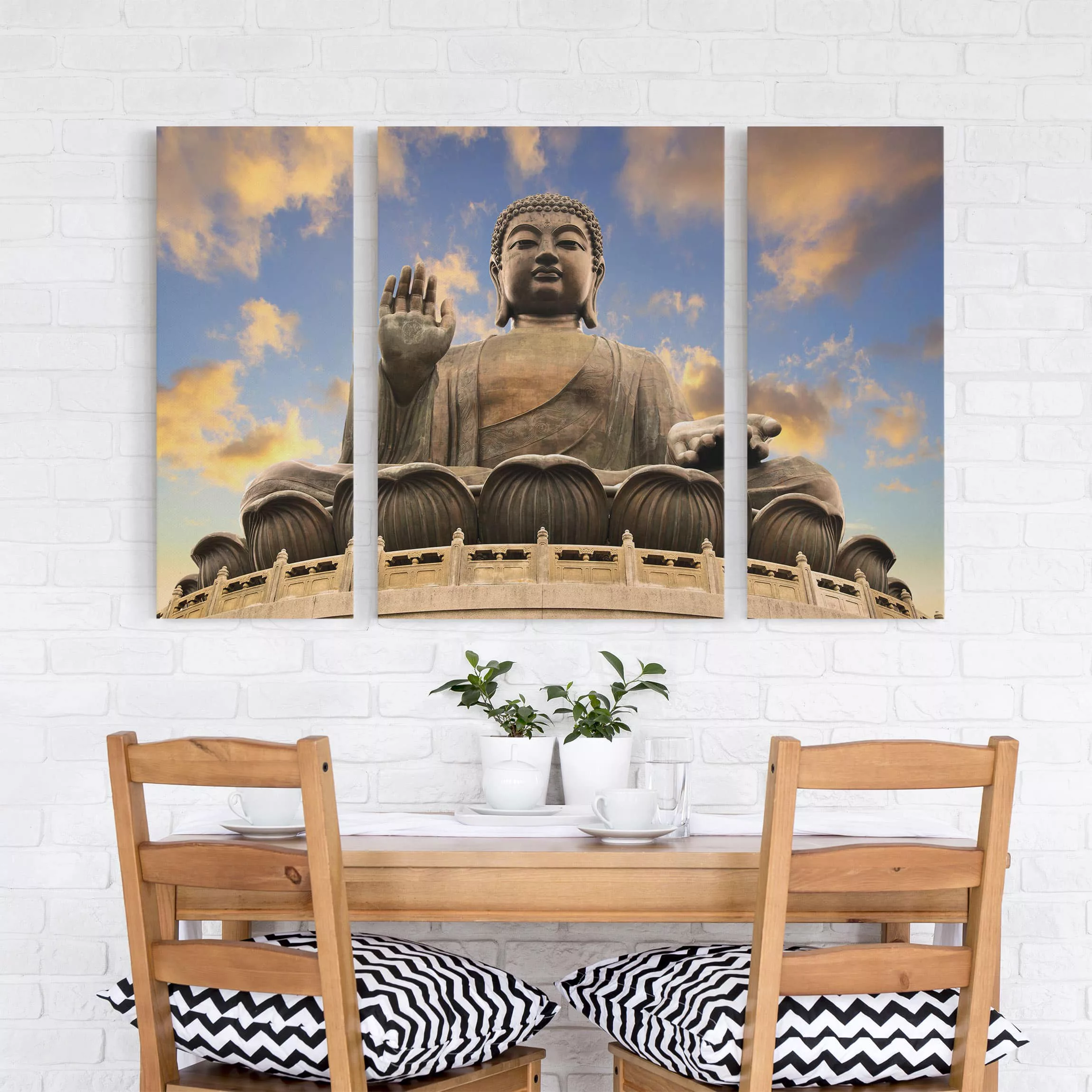3-teiliges Leinwandbild Buddha - Querformat Großer Buddha günstig online kaufen